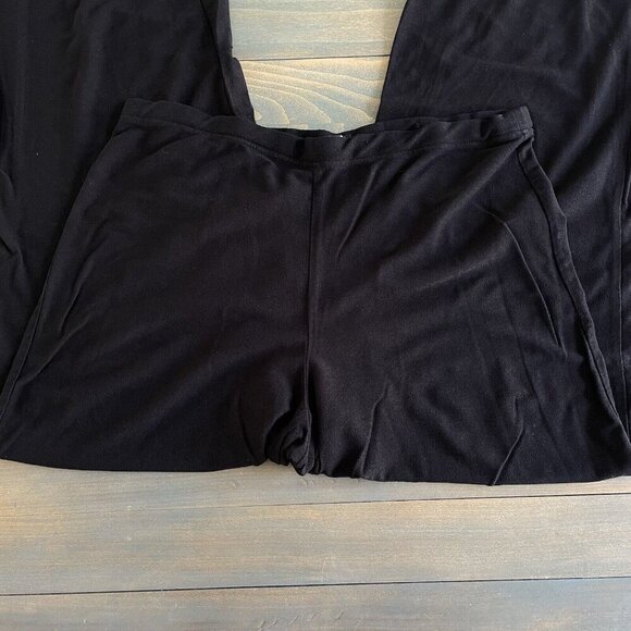 Eileen Fisher Stretchy Wide Straight Leg Viscose Knit Pants Black - SMALL (O7) - Picture 2 of 5